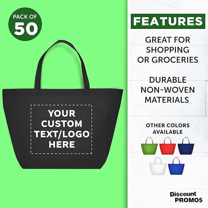 DISCOUNT PROMOS Custom Southern Style Grocery Tote Bags Set of 50 - Image 2