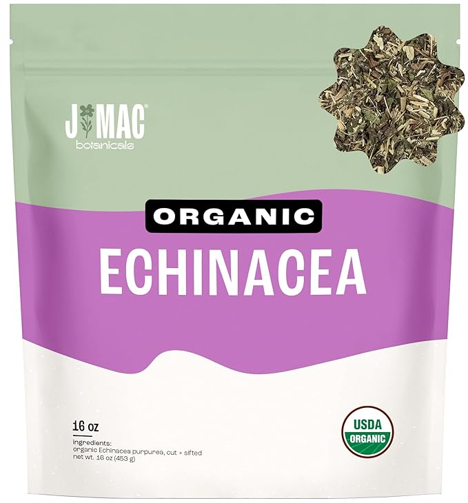 J Mac Botanicals, Organic Echinacea Herb & Sifted, Echinacea Purpurea, Organic by JMACBOTANICALS