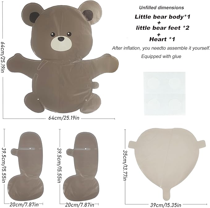 Matte 4D Big Brown Bear Balloons Cartoon Teddy Bear Party Supplies, Matte Bear - Image 4
