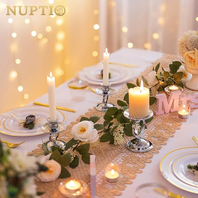 Nuptio Unity Candle Holder Silver Candlestick Holder - Image 2