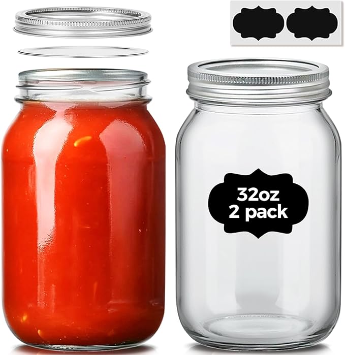 ComSaf Wide Mouth Mason Jars 32 oz by ComSaf