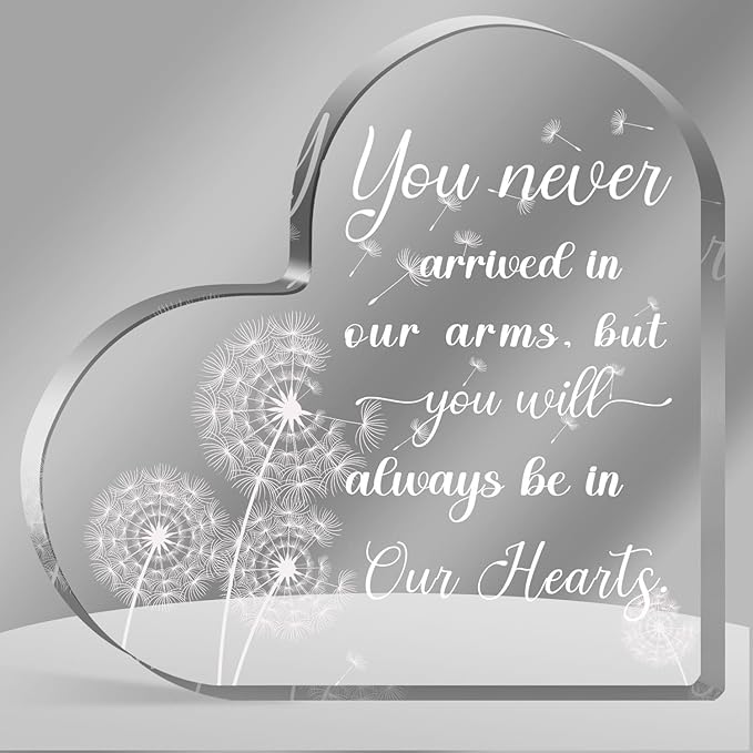 Loss of Baby Memorial Acrylic Heart Paperweight Keepsake Infant Loss Gifts by QUPT