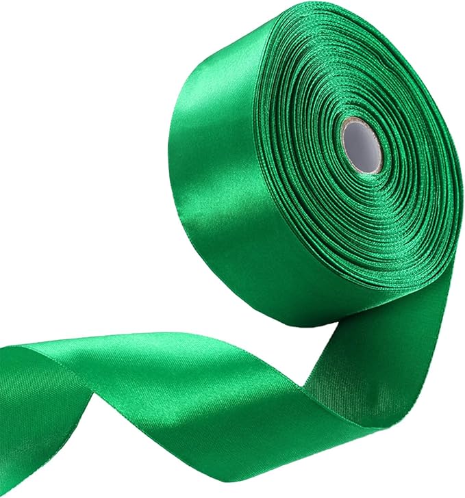 1-1/2 Inch Emerald Green Satin Ribbon 50 Yards Solid Fabric Ribbons by Celadora