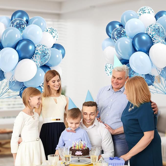 60pcs Blue and White Balloons 12inch - Image 6