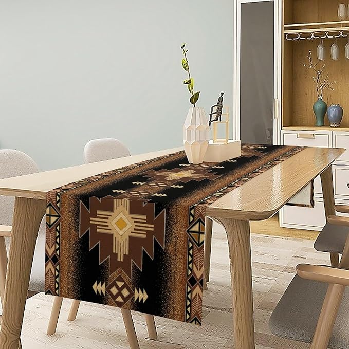 Aztec Table Runner Southwestern Native Vintage Geometric Pattern Table Runner - Image 3