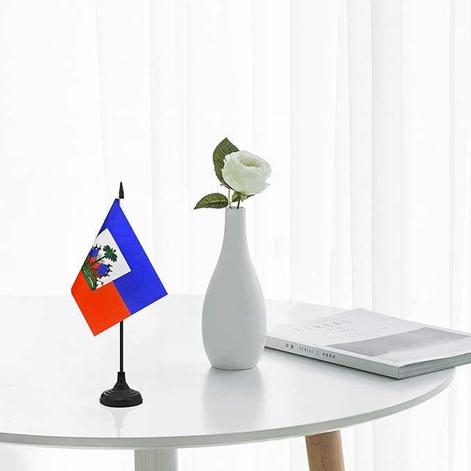 12 Pack Haiti Desk Flag Set, Haitian Table Office Flag, Small Miniature Desktop - Image 5