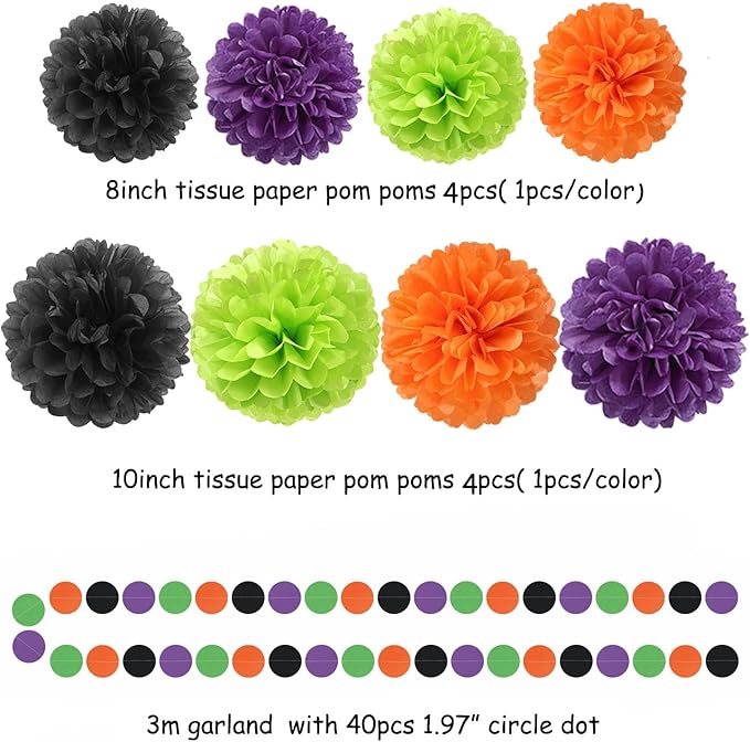 Black-Purple Orange Green Halloween Party-Decorations - Image 2