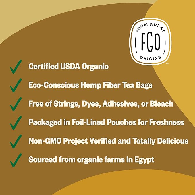 FGO Organic Chamomile Tea, 100 Eco-Conscious Tea Bags, Caffeine Free, - Image 4