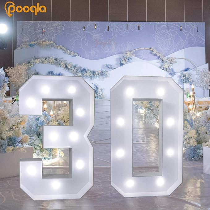 Pooqla 3FT Light Up Marquee Numbers, Cool White and Warm White LED Large - Image 7