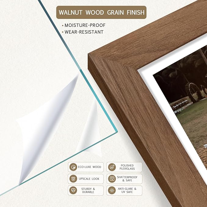 18x24 Frame Walnut 4 Pack, Display Pictures, Horizontal or Vertical Wall Hanging - Image 4