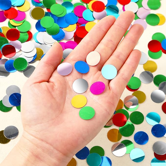 MARFOREVER Multicolor Foil Confetti, Glitter Round Confetti Rainbow Circle Dots - Image 2