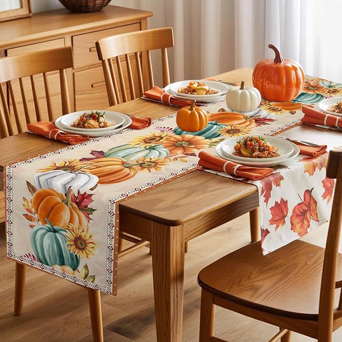 Fall Thanksgiving Southwest Cotton Linen Table Runner - Image 7
