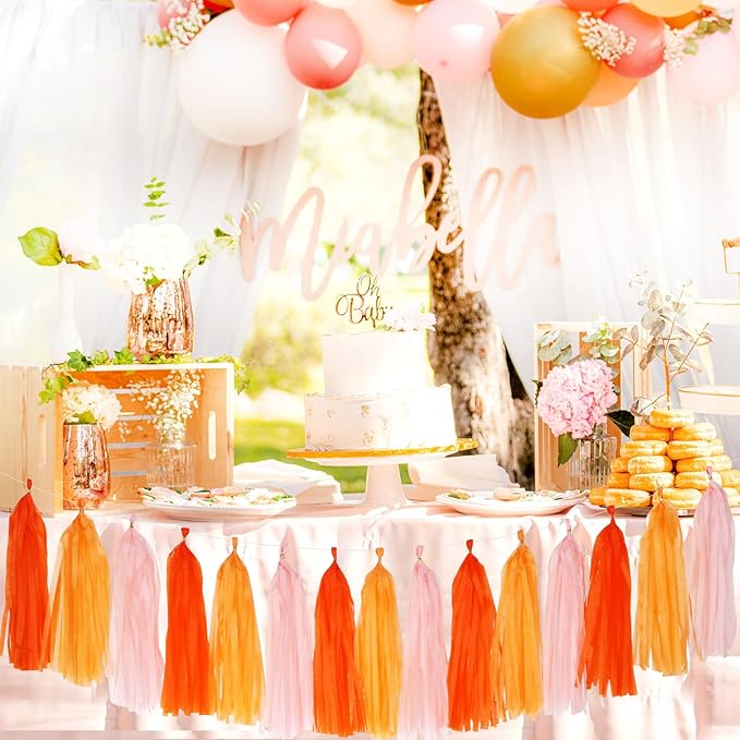 Pink-Orange Groovy Party-Decorations Tassel-Garland - Image 3