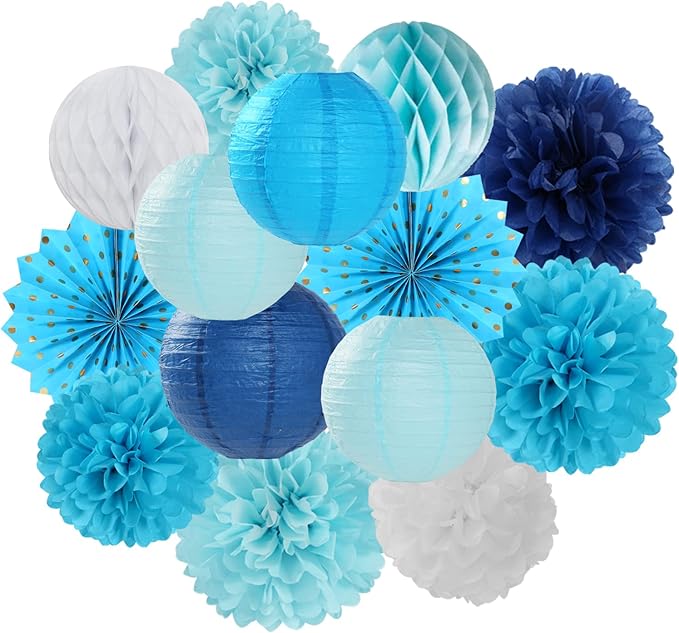 Light-Royal Navy-Blue White Party-Decorations Streamers by LastingSurprise