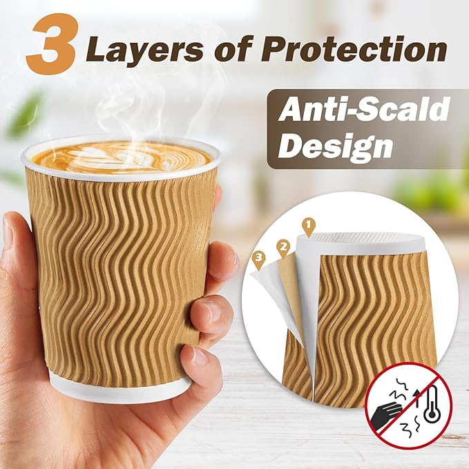 SIUQ 90 Pack - 8 oz Disposable Coffee Cups - Image 3