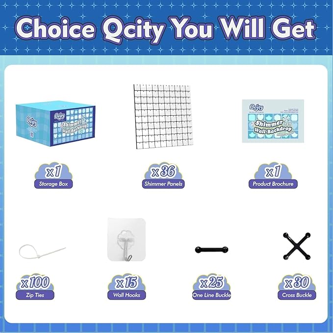 Qcity Mirror White Sequin Wall Backdrop 36PCS, Square Sequin Glitter Backdrop - Image 2