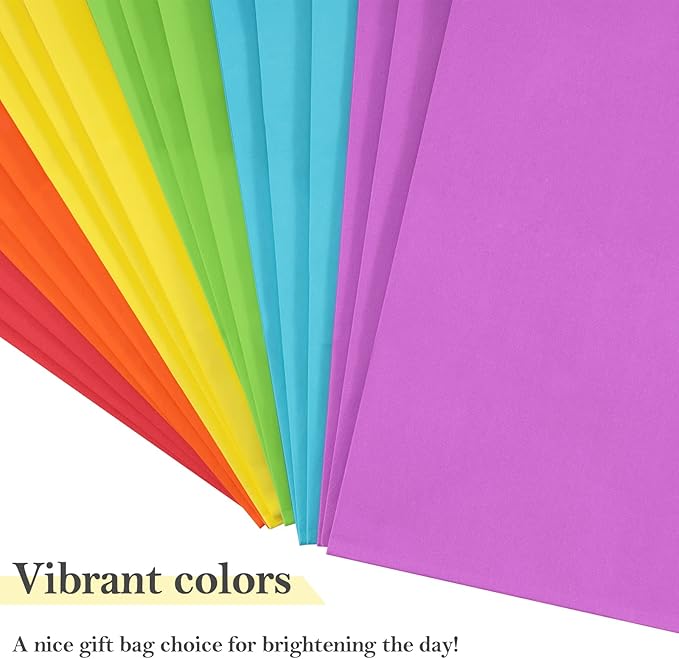 BagDream 48 Pieces 10x5x13 Assorted Gift Bags Rainbow Colors Kraft Paper Party - Image 6