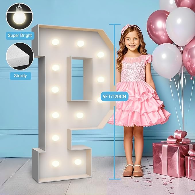 4FT Marquee Light Up Letters P, Party Decoration Large Marquee Light Up Letters - Image 3
