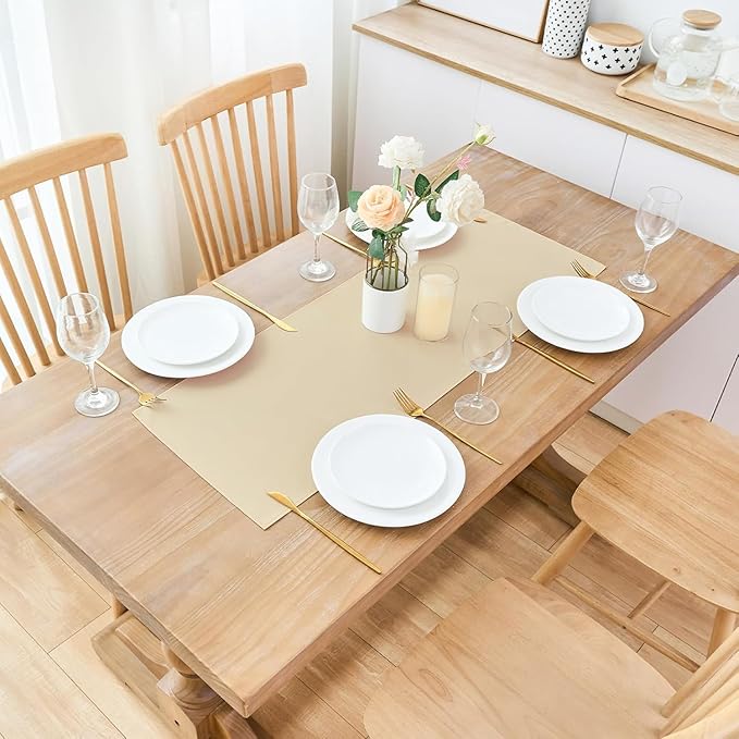 2 Pack Beige Small Short Table Runner 12 x 24 Inch Solid Color Runners Coffee - Image 2