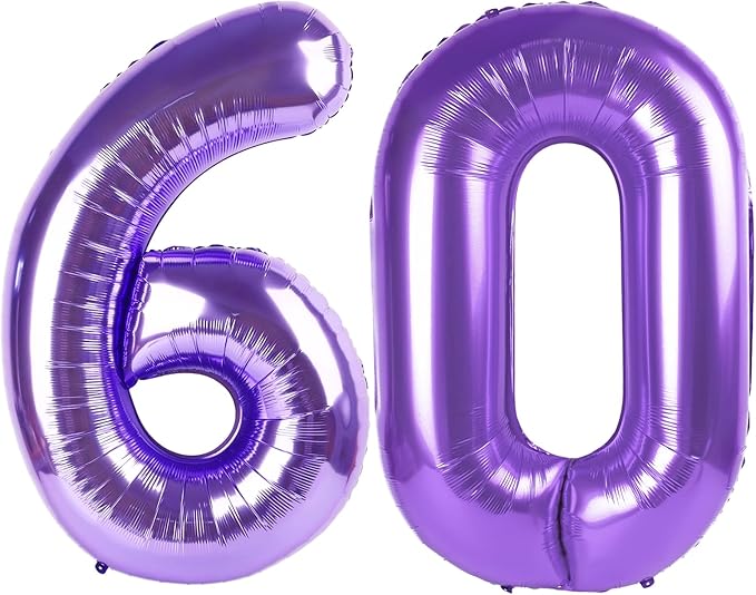Purple 60 Number Balloon by Upgesy