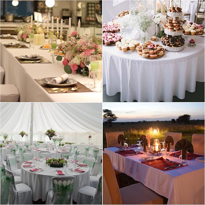 Fokitut 12 Pack Waterproof Round Tablecloth, 90 Inch, Stain Resistant and - Image 6