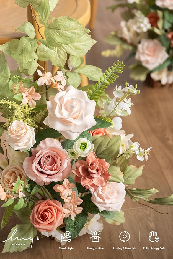 Ling's Moment 17.5" Tall Standing Artificial Flowers Arrangements 4pcs Fall - Image 6