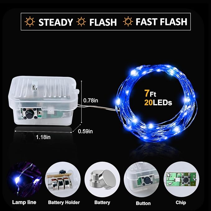 Aogist Led Fairy Lights 3 Modes Battery Operated String Lights Waterproof - Image 3