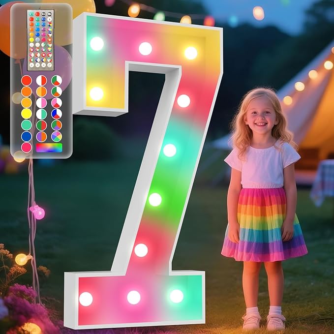 Ledido 4FT Marquee Light Up Numbers, 34 Colors Changing Marquee Numbers 4 Feet by Ledido