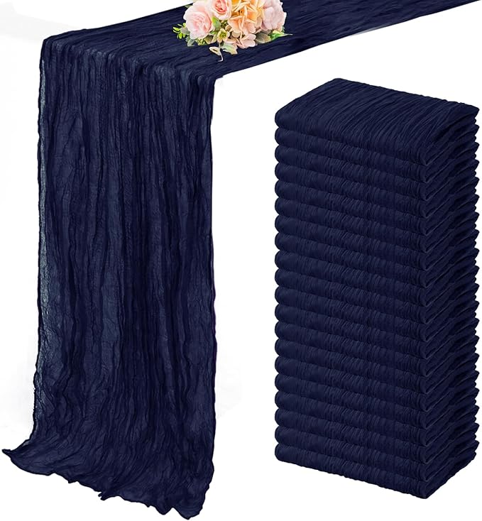 20 Pack Navy Blue Cheesecloth Table Runner 10FT Boho Fabric Rustic Cheese Cloth by FoliafeelHome