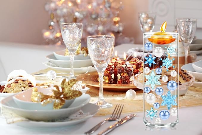 110 Pcs Vase Filler Christmas Decorations and Floating Beads, Snowflake Vases - Image 3