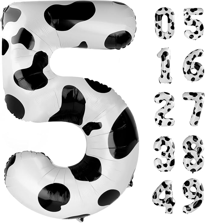Cow Print Number Balloon Birthday Decorations, 40 inch Number balloon 0-9 by Upgesy