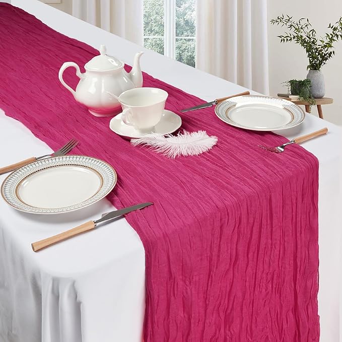6 Pack Hot Pink Cheesecloth Table Runner 10ft Boho Gauze Fabric Cheese Cloth - Image 3