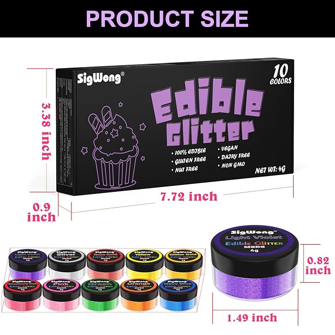 Edible Glitter - 10 Colors Luster Dust Edible Set - Image 6