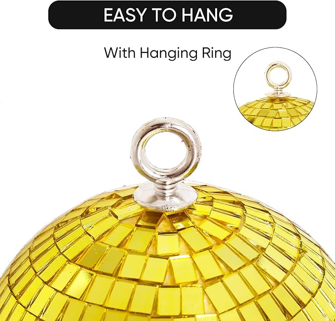 Mirror Disco Ball Decor, 6 inch Stage Mirror Balls Gold Disco Ball Ornaments - Image 2
