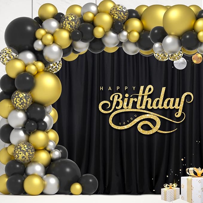 Black Backdrop Curtain for Party, Halloween Backdrop Rod Pocket Photo Drapes - Image 4
