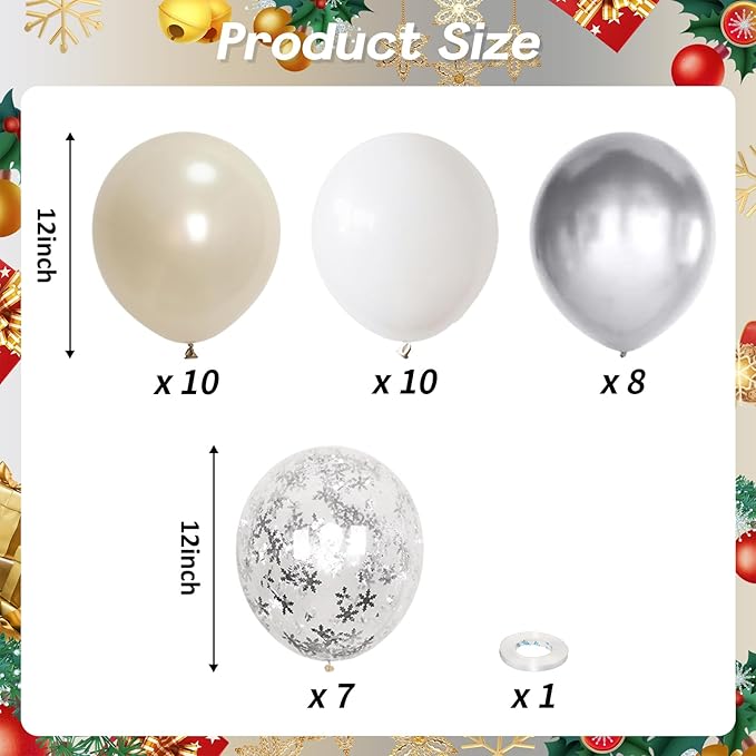 Winter Wonderland Balloons, Pearl White Snowflakes - Image 2