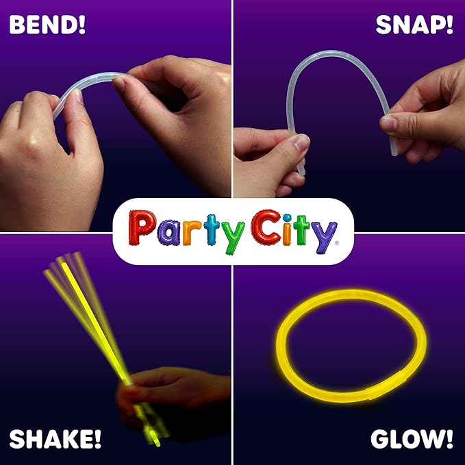 Party City 200 Glow Sticks Bulk Party Pack 8”– Neon Glow in the Dark Party - Image 4
