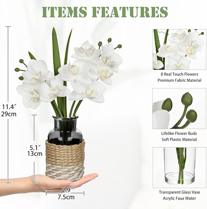 White Orchids Artificial Flowers - Image 2