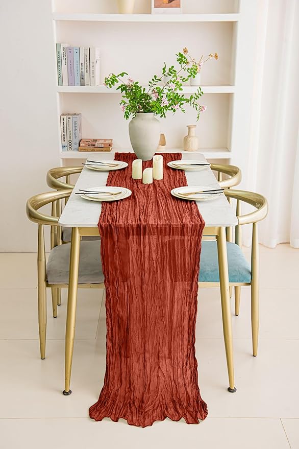 8 Pack 10Ft Terracotta Cheesecloth Table Runner 35x120 inch Boho Gauze Cheese - Image 5