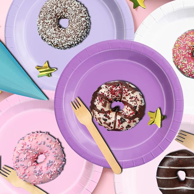 CMUSKO Pink and Purple Decorations-150Pcs Light Purple Pink Plates and Napkins - Image 2