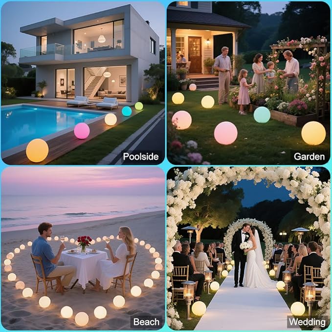 8-in LED Glowing Ball Light for Kid, 16 RGB Color Changing Globe Orb Night - Image 5