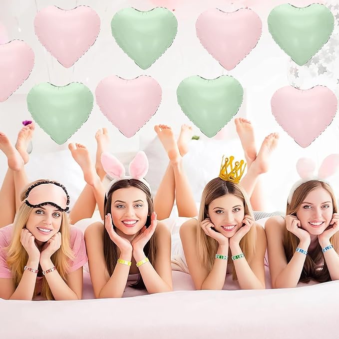 Pink Green Heart Balloons - Image 3