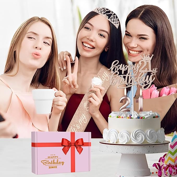21st Birthday Decorations for Her, Including 21st Birthday Sash and Tiara - Image 2
