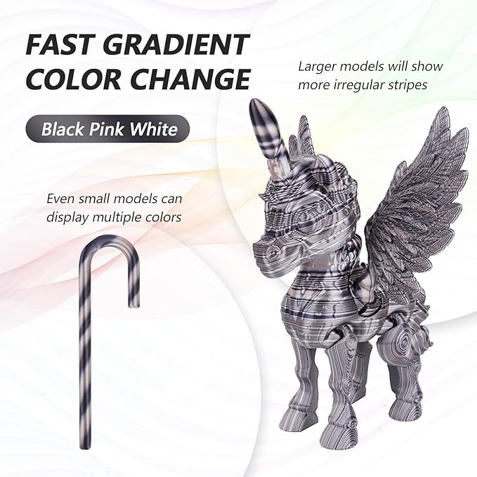 AMOLEN Silk PLA 3D Printer Filament, Shiny Multicolor Rainbow PLA Filament - Image 3