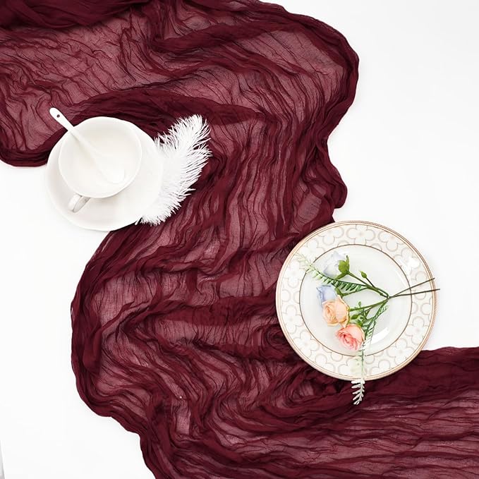 12 Pack Burgundy Cheesecloth Fall Table Runner 10ft Boho Gauze Fabric Cheese - Image 6