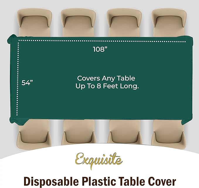 Exquisite 12-Pack Premium Plastic Tablecloth 54in. x 108in. Rectangle Table - Image 4
