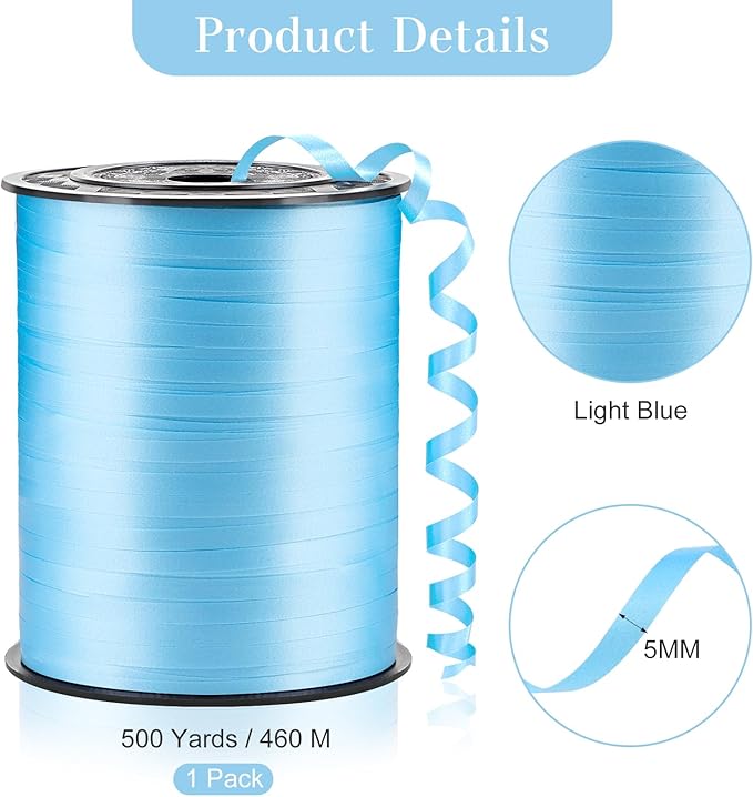 500 Yards Light Blue Curling Ribbon-Balloon String-Balloon Ribbon Roll - Image 2