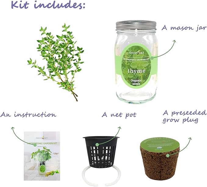 Hydroponic Herb Growing Kit, Self-Watering Mason Jar Herb Garden Starter Kit - Image 2