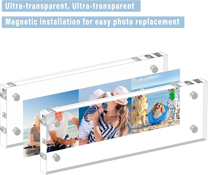 HELPLEX Acrylic Frame, 5 Pack 2x6 Photo Booth Frames, 20mm Thicker Frameless - Image 3