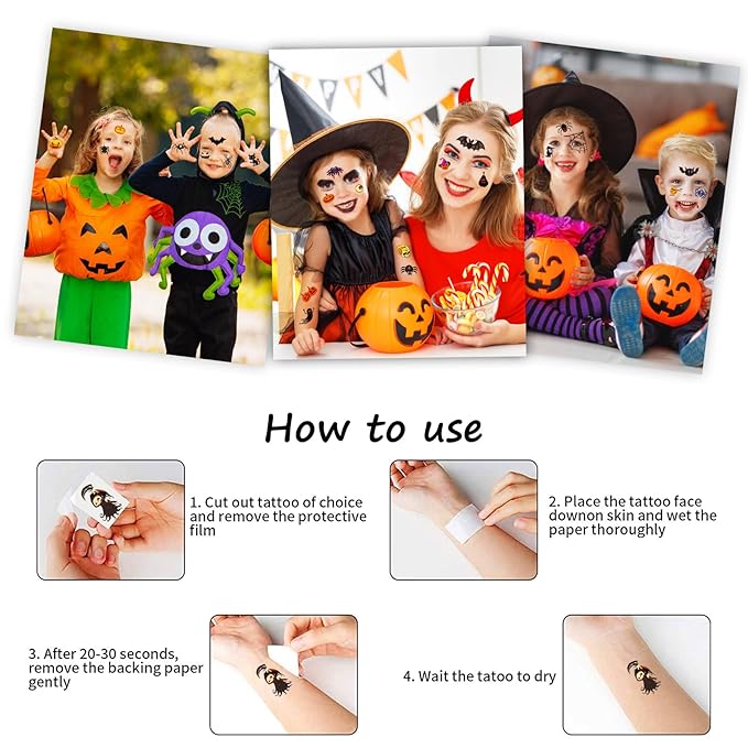 Tattoos for Kids, 300+ Mixed Styles Halloween Temporary Tattoos Stickers Set - Image 4